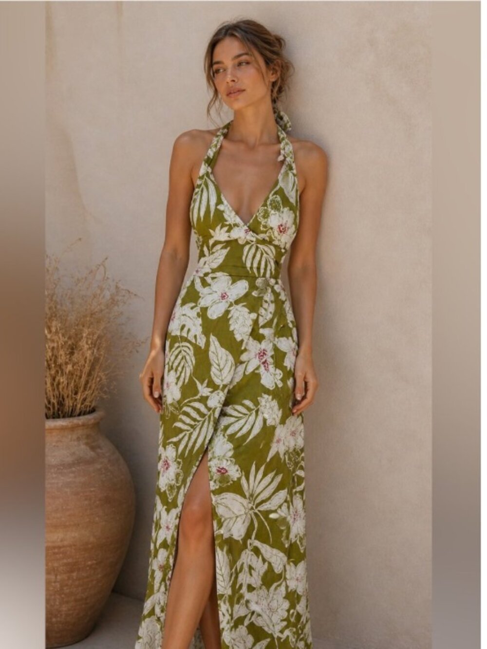 Zara Linen-Blend Dress with Floral Print